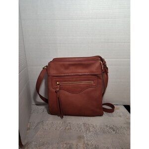 Ivy London Tan Crossbody Purse with Paisley & cream interior . see pics